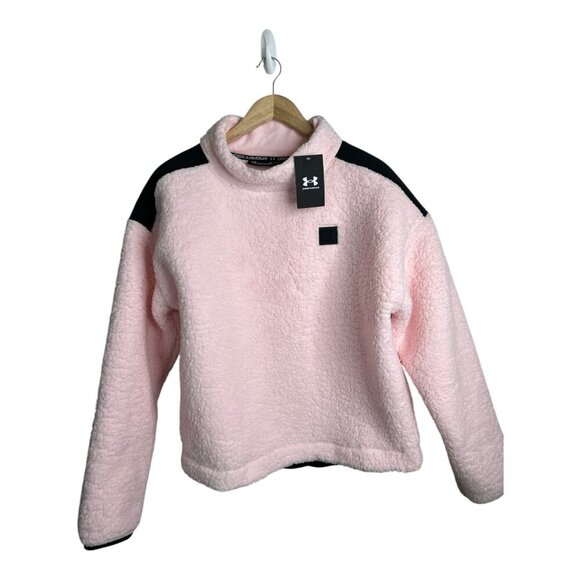 Under Armour Women's Sherpa Fleece Mock Neck Pullover Pink & Black Size XL NWTs - Picture 2 of 12